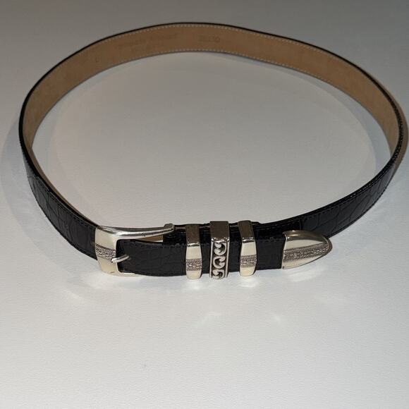 Streets Ahead Modern Western Gator Black Leather Belt Silver Buckle Large 36130 main image 7
